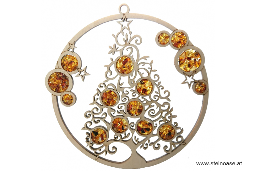 Fensterbild Suncatcher Bernstein - WEIHNACHTSBAUM / CHRISTBAUM Ø 11cm